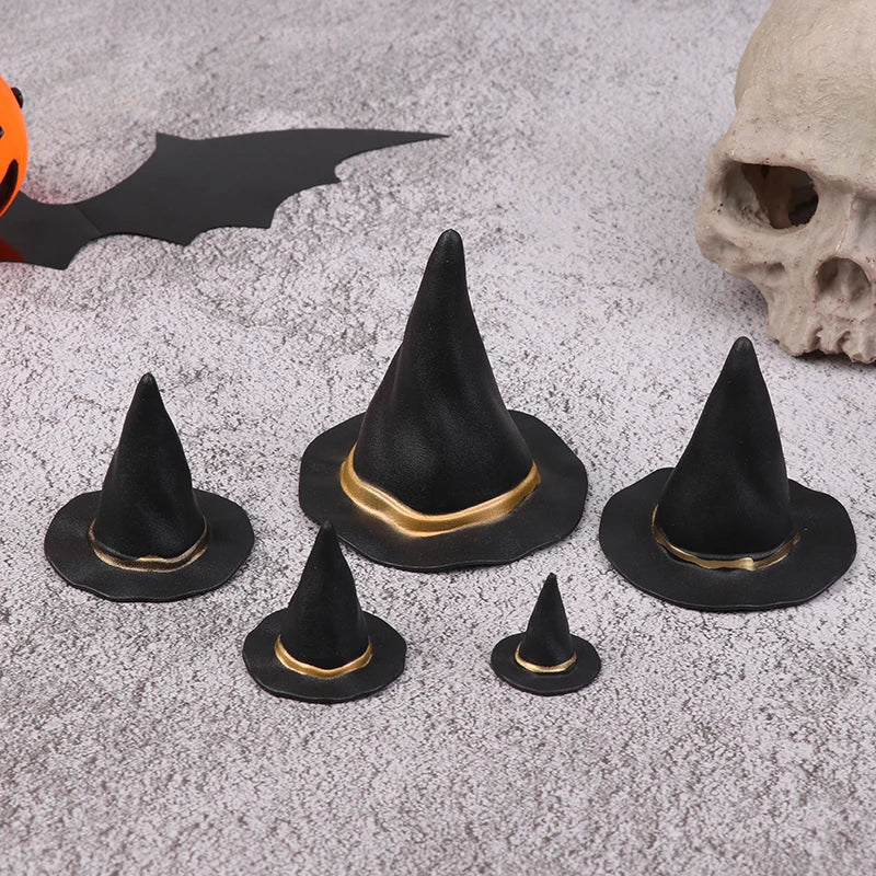 6/10Pcs Doll Felt Cloth Tiny Hats Ornament Cover Miniature Witch Hat Small Hats For Cake Decor Halloween Decoration Toy
