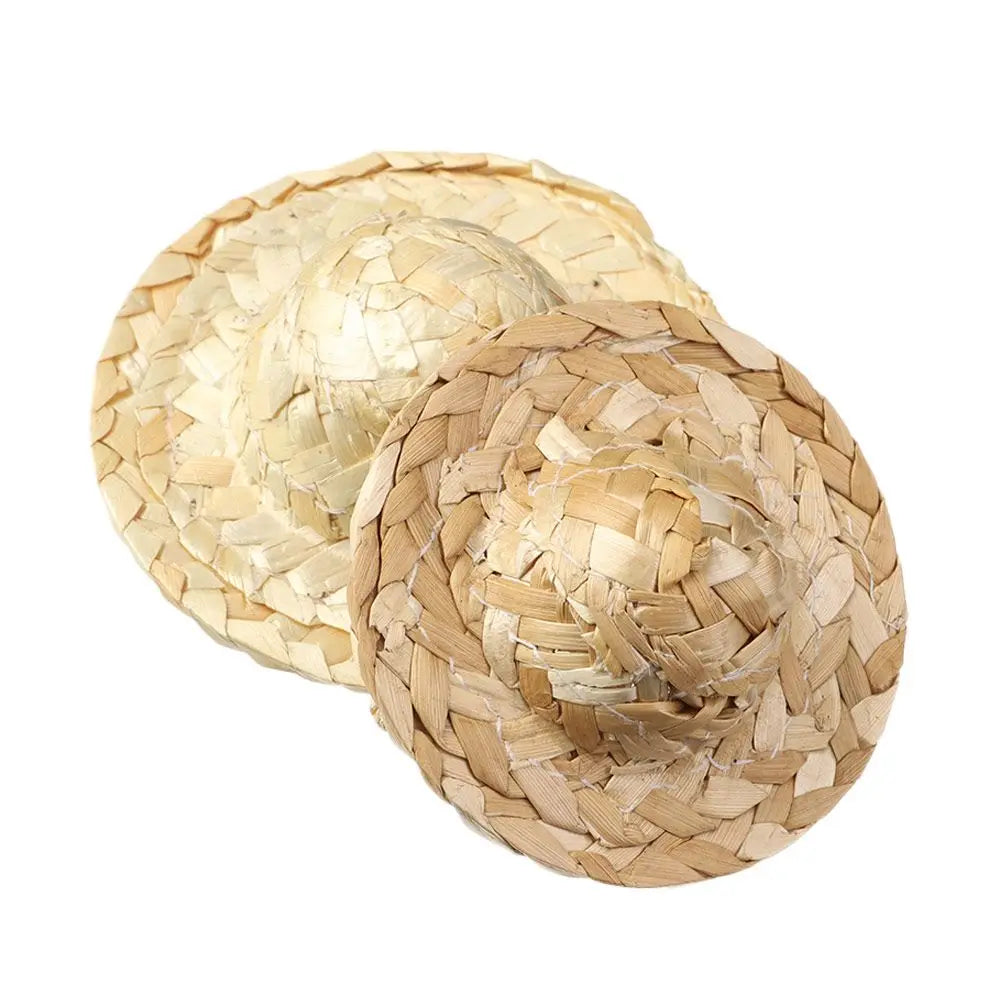 Mini Woven Straw Hat Multiple Sizes Crafts Cute Toys Doll Accessories Woven Straw Hat DIY Decoration Doll Caps