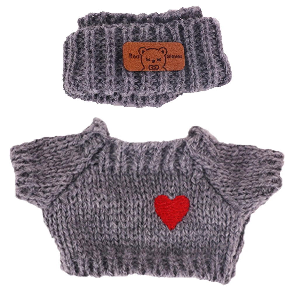 Doll Sweater+Woolen Hat For labubu 17cm Plush Doll Clothes Accessories Girl‘s Toys Birthday And Christmas Gift
