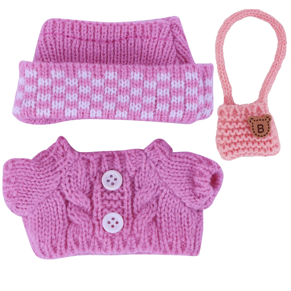 Doll Sweater+Woolen Hat For labubu 17cm Plush Doll Clothes Accessories Girl‘s Toys Birthday And Christmas Gift