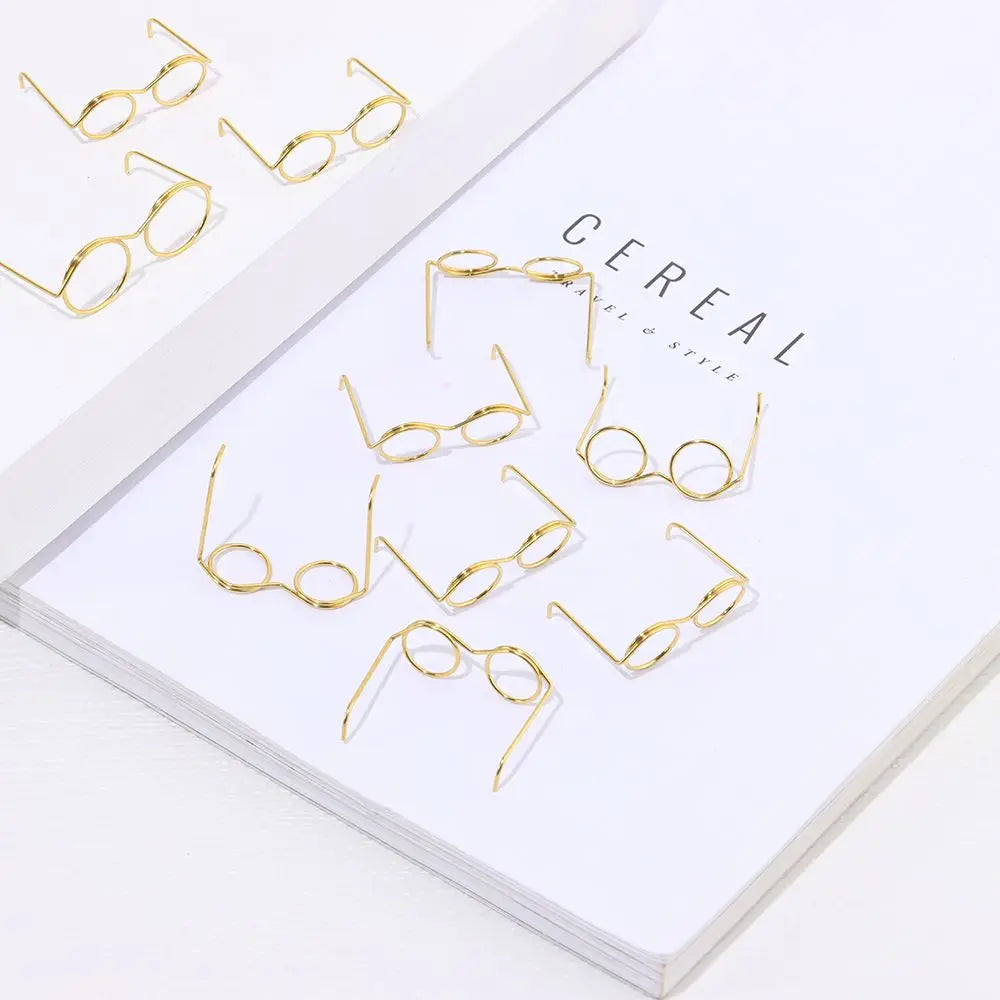 10Pcs Retro Doll Glasses Metal Round Frame Lensless Eyewear Toy Miniature Eyeglasses DIY Doll Dressing Accessories Spectacles