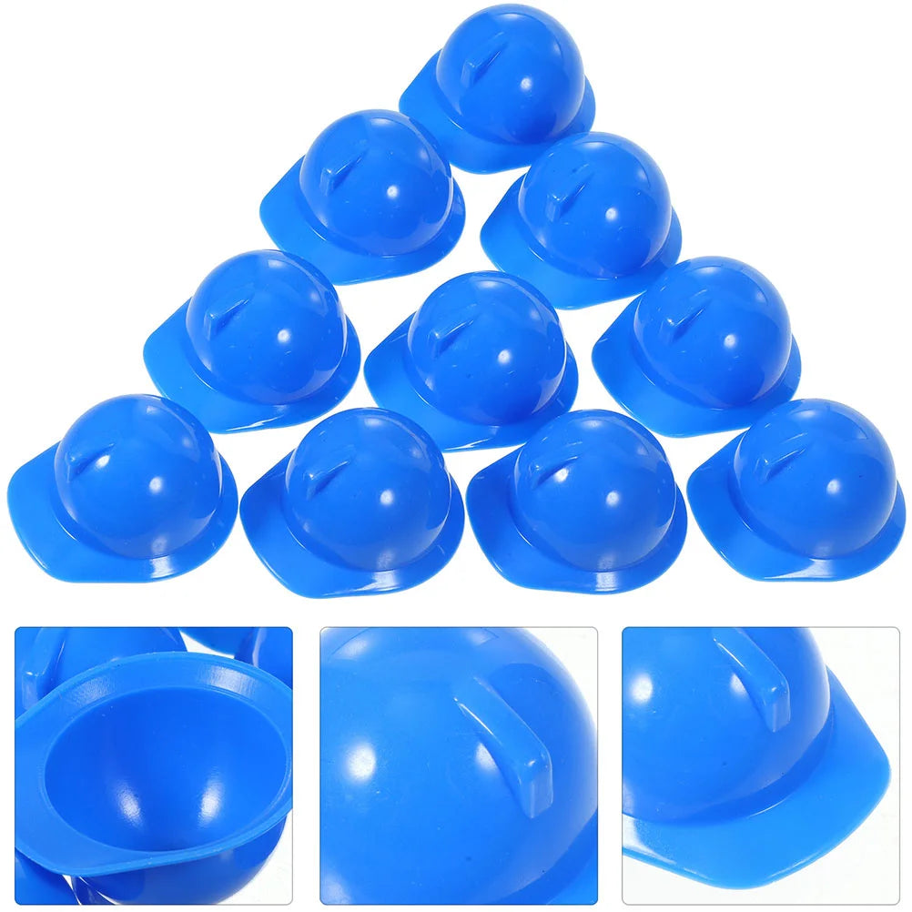 10pcs Mini Construction Hat Safety Decor Plastic Miniature Helmets Accessories Pet Toys Doll Dress Up Play Supplies