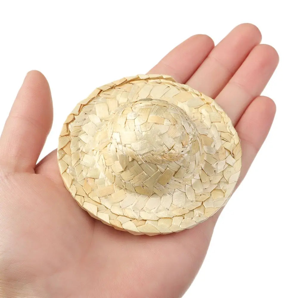 Mini Woven Straw Hat Multiple Sizes Crafts Cute Toys Doll Accessories Woven Straw Hat DIY Decoration Doll Caps