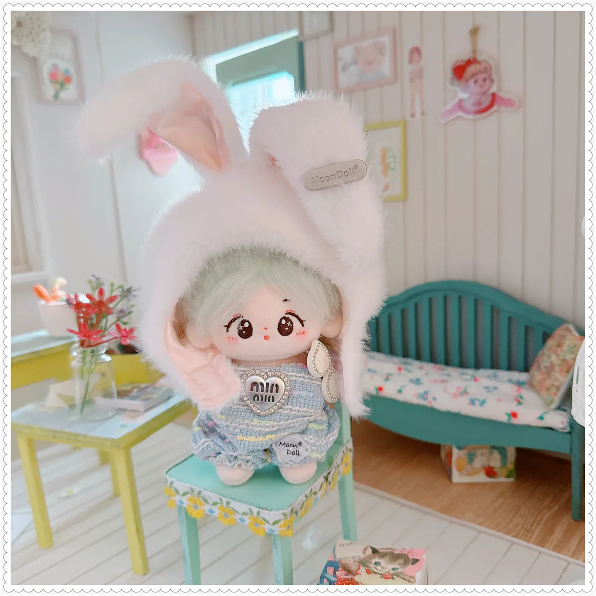 Cute Cotton Doll Rabbit Ears Hat for 10/15/17cm Star Body Doll Plush Hat Dress Up Accessories DIY Toy