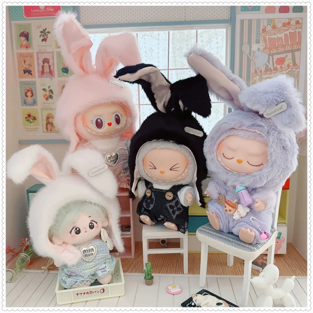 Cute Cotton Doll Rabbit Ears Hat for 10/15/17cm Star Body Doll Plush Hat Dress Up Accessories DIY Toy
