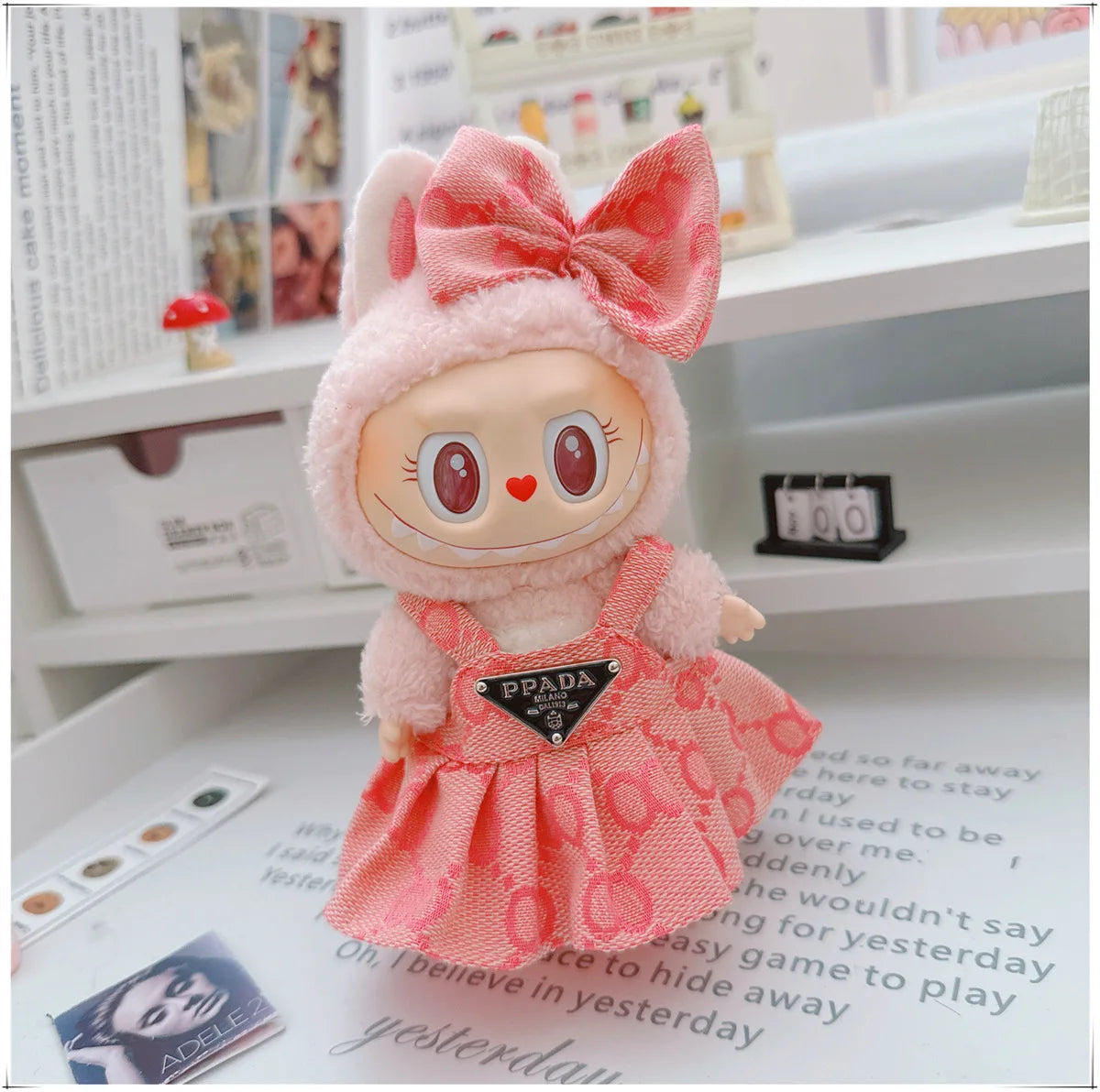 For 17cm Labubu Doll Clothes V1 V2 Doll Clothing Accessories Hat Overall Dress Shoes Bag Doll Accessories Sitting Party Game Toy