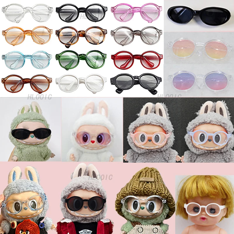 Labubu Glasses  6.5cm Cute Plastic Glasses for 17cm Labubu Macaron and 60cm BJD Dolls and 1/3 BJD Dolls Toy Glasses Accessories