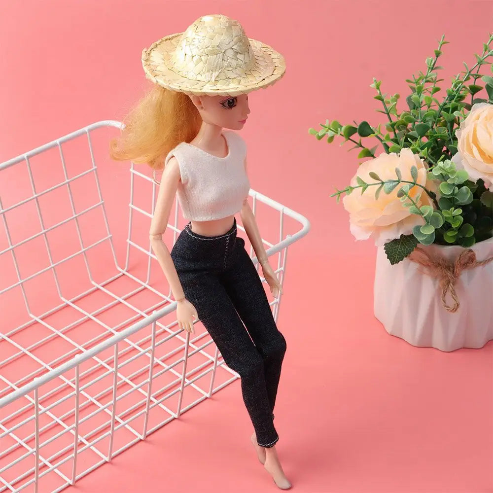 Woven Straw Hat DIY Decoration Doll Caps Multiple Sizes Crafts Cute Toys Doll Accessories