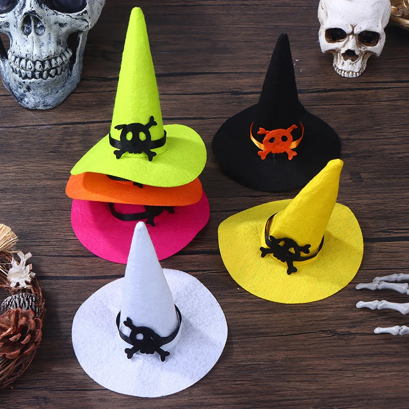 3Pcs/set Felt Halloween Doll Hats Miniature Dollhouse Home Decoration Dolls Accessories Kids Play Toys Hats Random Color