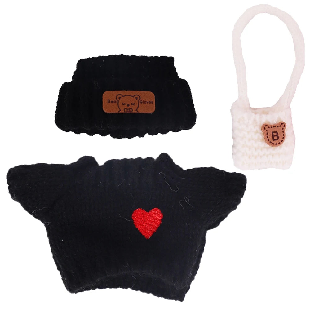 Doll Sweater+Woolen Hat For labubu 17cm Plush Doll Clothes Accessories Girl‘s Toys Birthday And Christmas Gift