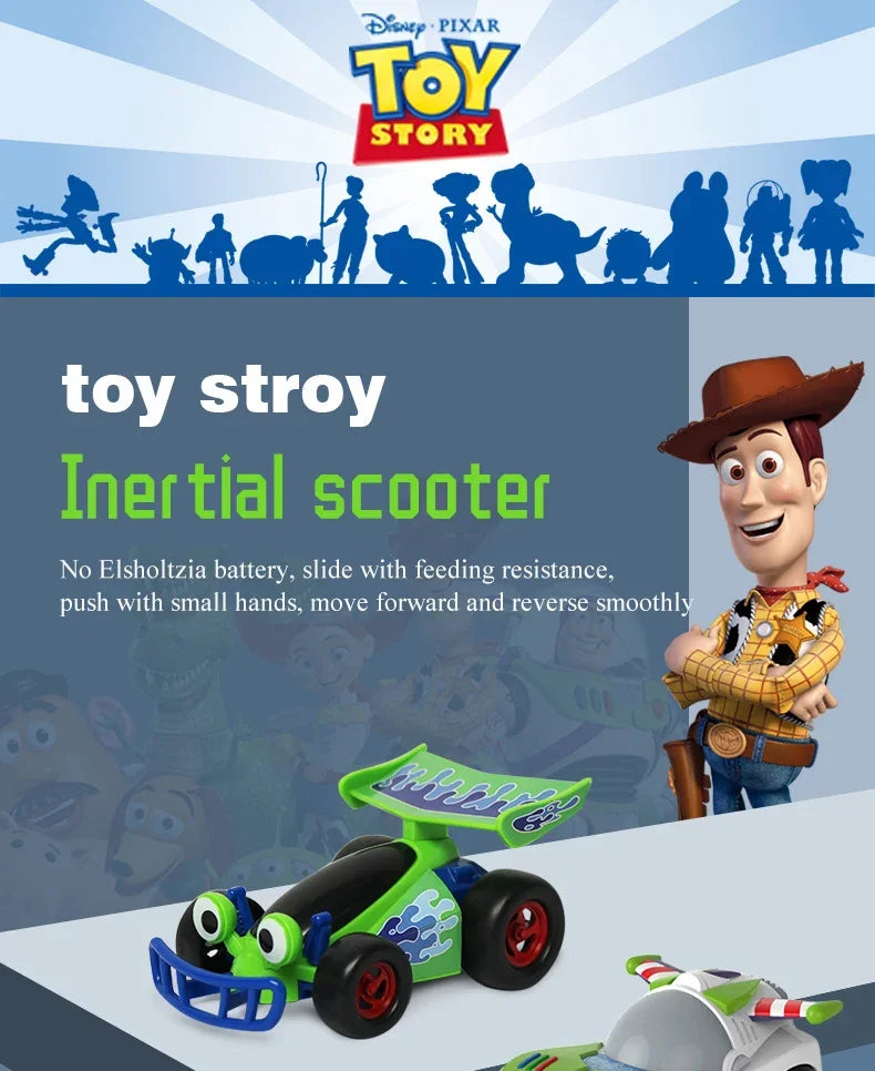 5 Styles Disney Toy Story Buzz Lightyear Woody Jessie Rex Alien Cartoon Model Inertial Pull-back Free Wheel Car Toys Kids Gift