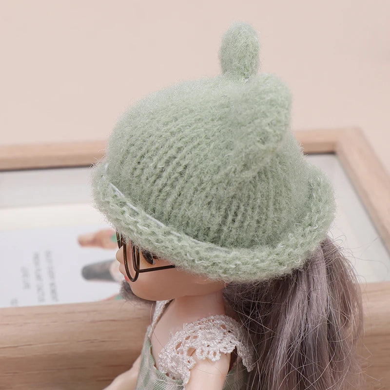 1/12 Doll Mini Colorful Knitted Hat Simulation Handmade Hats Toys Doll Dress Up Accessories For Kids Pretend Play Toy