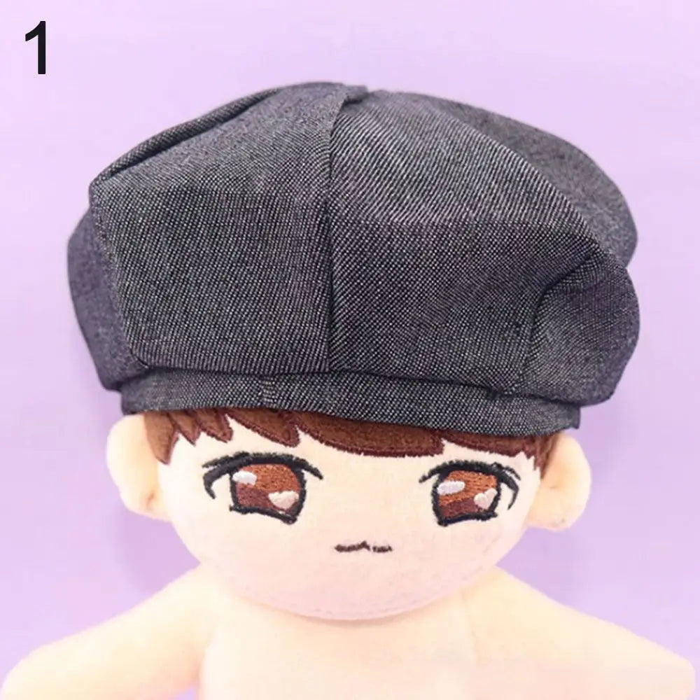 Fashion Caps for 20cm Dolls Beret Hat Candy Color Cute Flannel Casual Hat For Plush Doll Head Doll Fisherman Hat Accessories