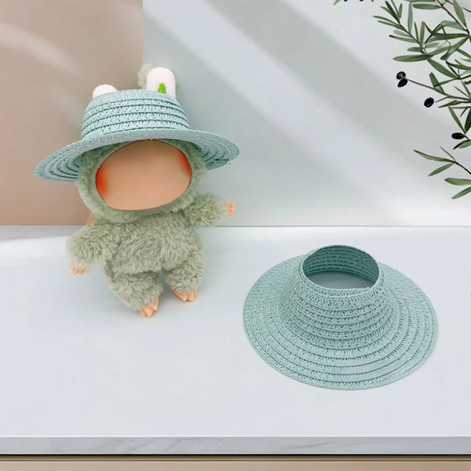 Colored Empty Straw Hat For Ropa Labubu Lovely Little Doll Accessories Cute Hat Decoration