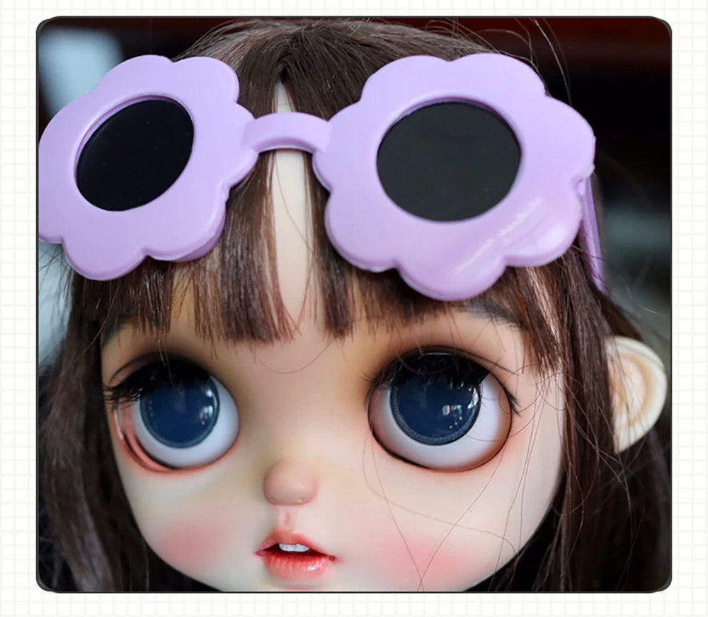 Cute Doll Glasses 18inches Reborn 1/6 Blyth Doll Fashion Flowers Crown Heart Shape Sunglasses DIY Accessories