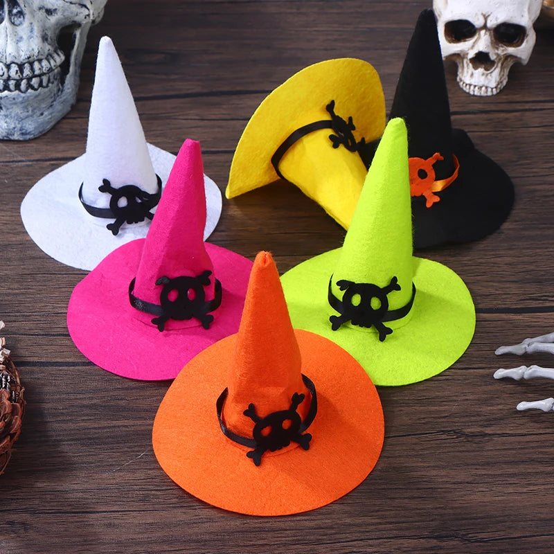 3Pcs/set Felt Halloween Doll Hats Miniature Dollhouse Home Decoration Dolls Accessories Kids Play Toys Hats Random Color