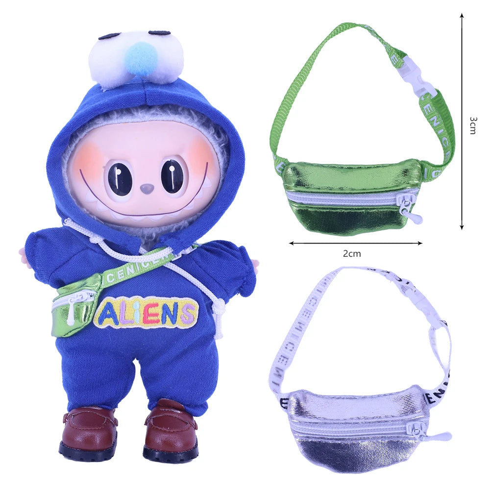 Mini Doll Accessories For Labubu Doll Glasses Mini Cartoon Model Guitar Popcorn Pendant Waist Bag Dollhouse Gift,Girl's Toy
