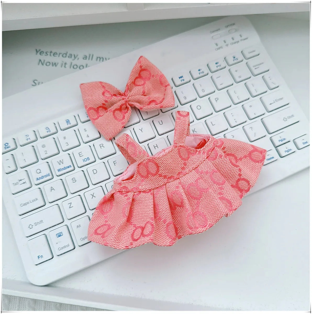 For 17cm Labubu Doll Clothes V1 V2 Doll Clothing Accessories Hat Overall Dress Shoes Bag Doll Accessories Sitting Party Game Toy