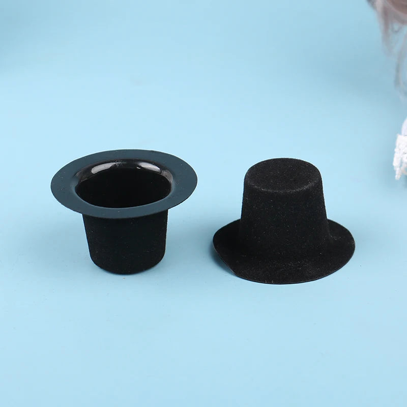 10Pc 1:12 Dollhouse Miniature Simulation Black Flocked Hat Model DIY Dolls Accessories Kids Toys