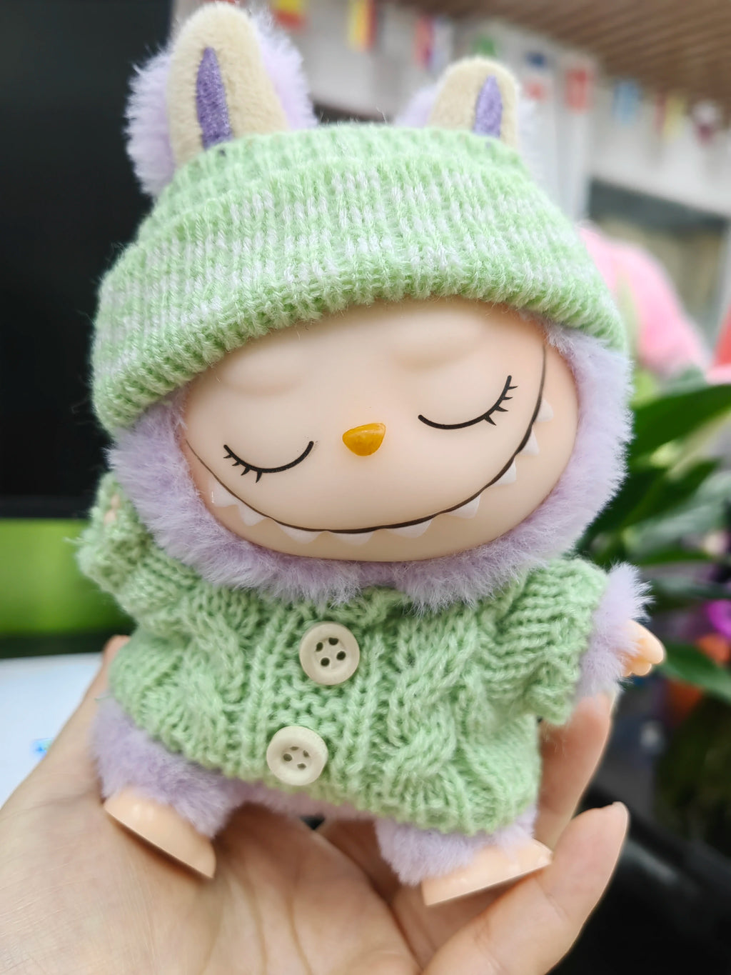Doll Sweater+Woolen Hat For labubu 17cm Plush Doll Clothes Accessories Girl‘s Toys Birthday And Christmas Gift