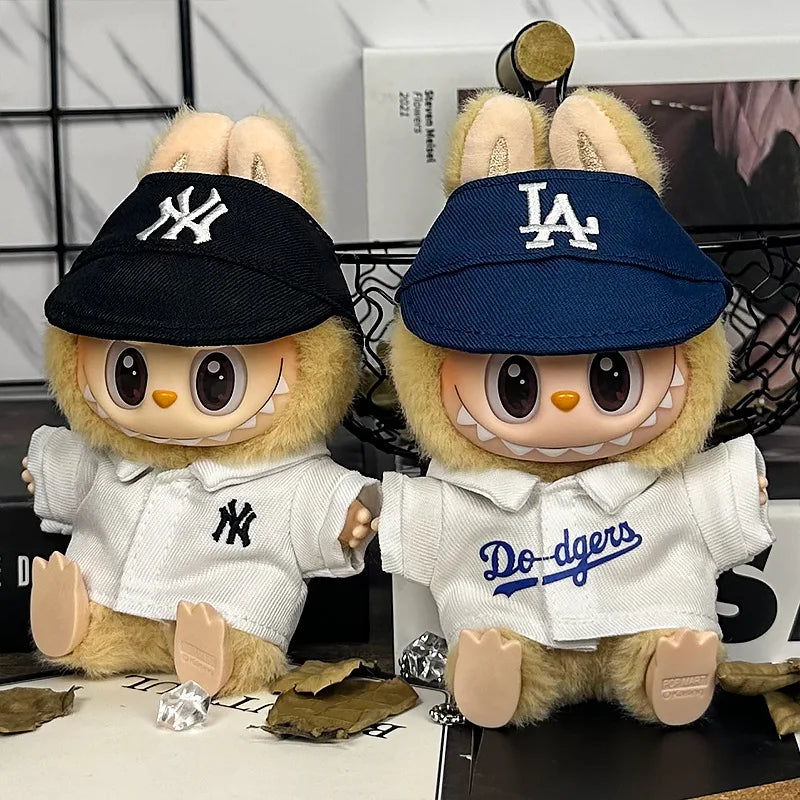 For 17cm Labubu Clothing Set Baseball jersey Catcher gloves Baseball bat Hat V1 V2 V3 Labubu Clothes Doll Accessories Toys