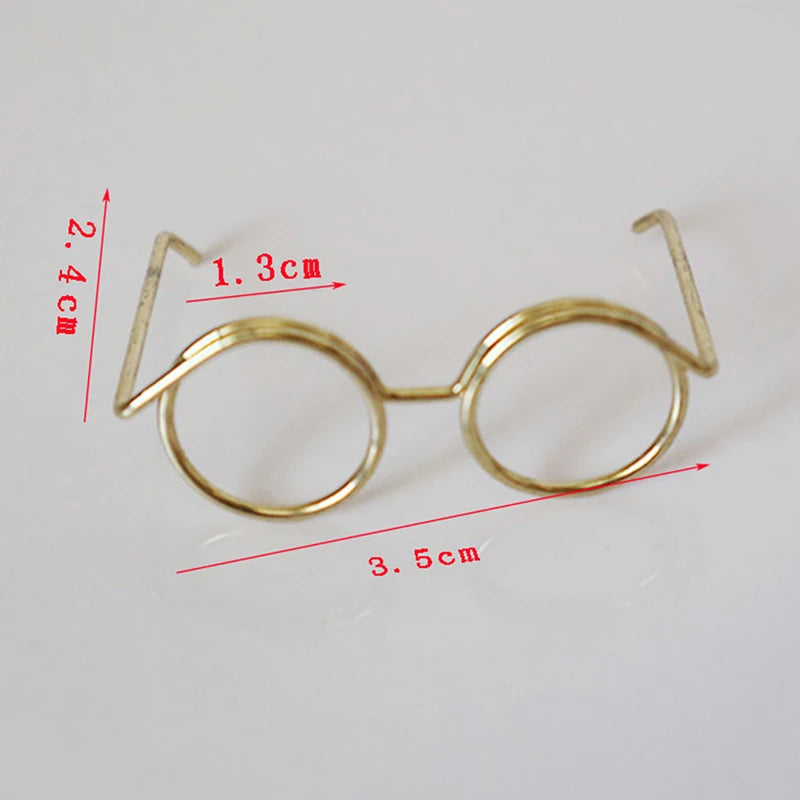 1/2/5/10Pcs Fashion Round Frame Lensless Retro Cool Doll Glasses For Doll 57*48*22mm