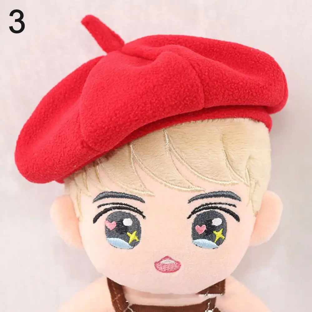 Fashion Caps for 20cm Dolls Beret Hat Candy Color Cute Flannel Casual Hat For Plush Doll Head Doll Fisherman Hat Accessories