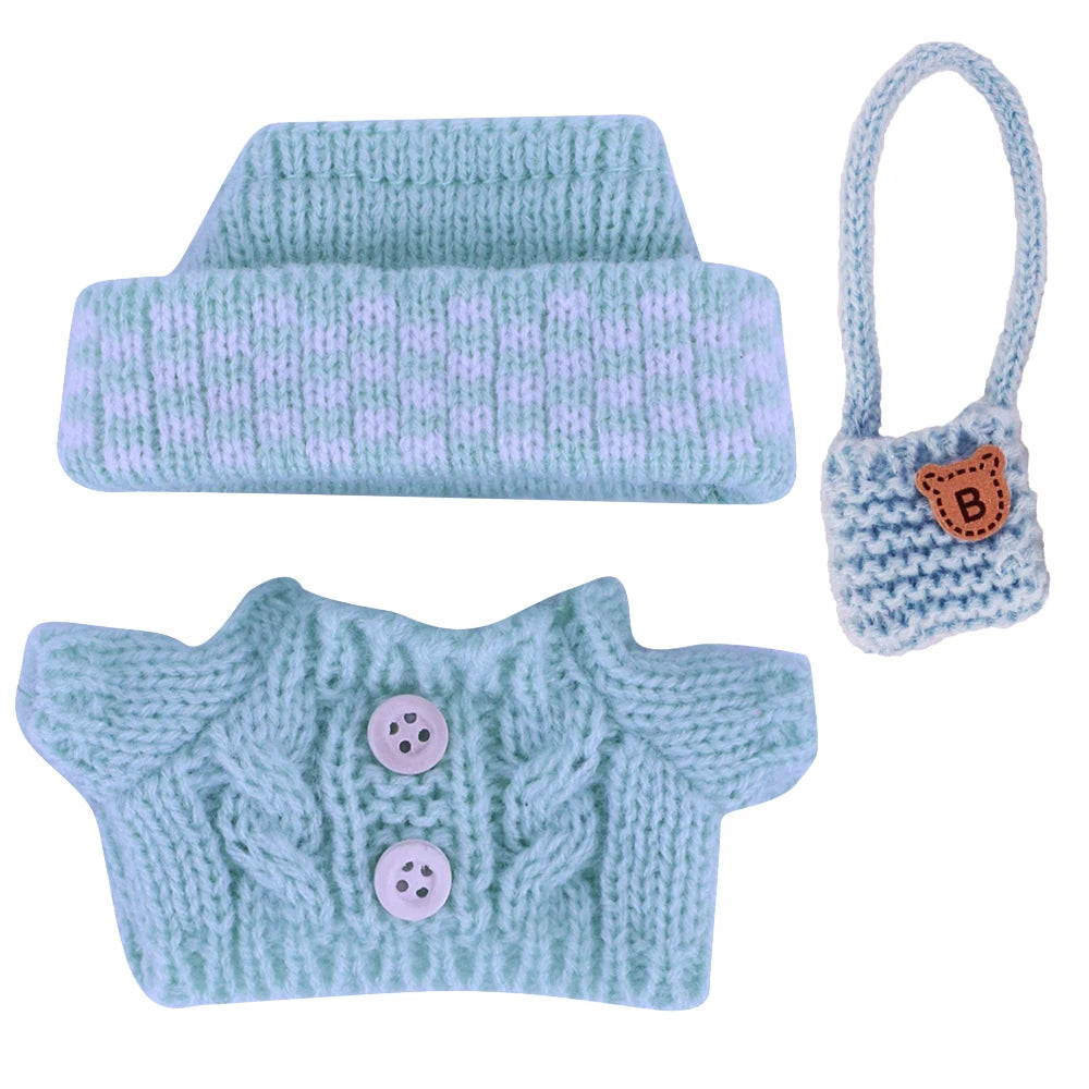 Doll Sweater+Woolen Hat For labubu 17cm Plush Doll Clothes Accessories Girl‘s Toys Birthday And Christmas Gift