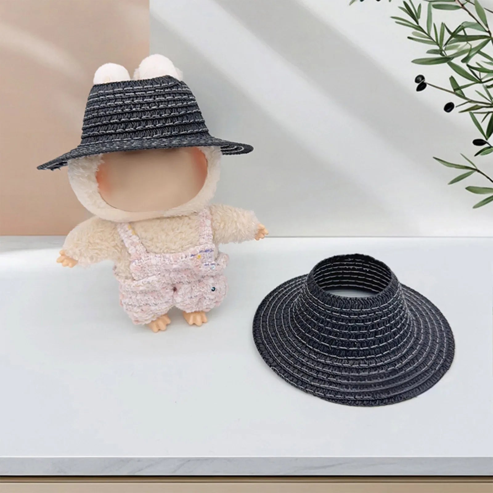 Colored Empty Straw Hat For Ropa Labubu Lovely Little Doll Accessories Cute Hat Decoration