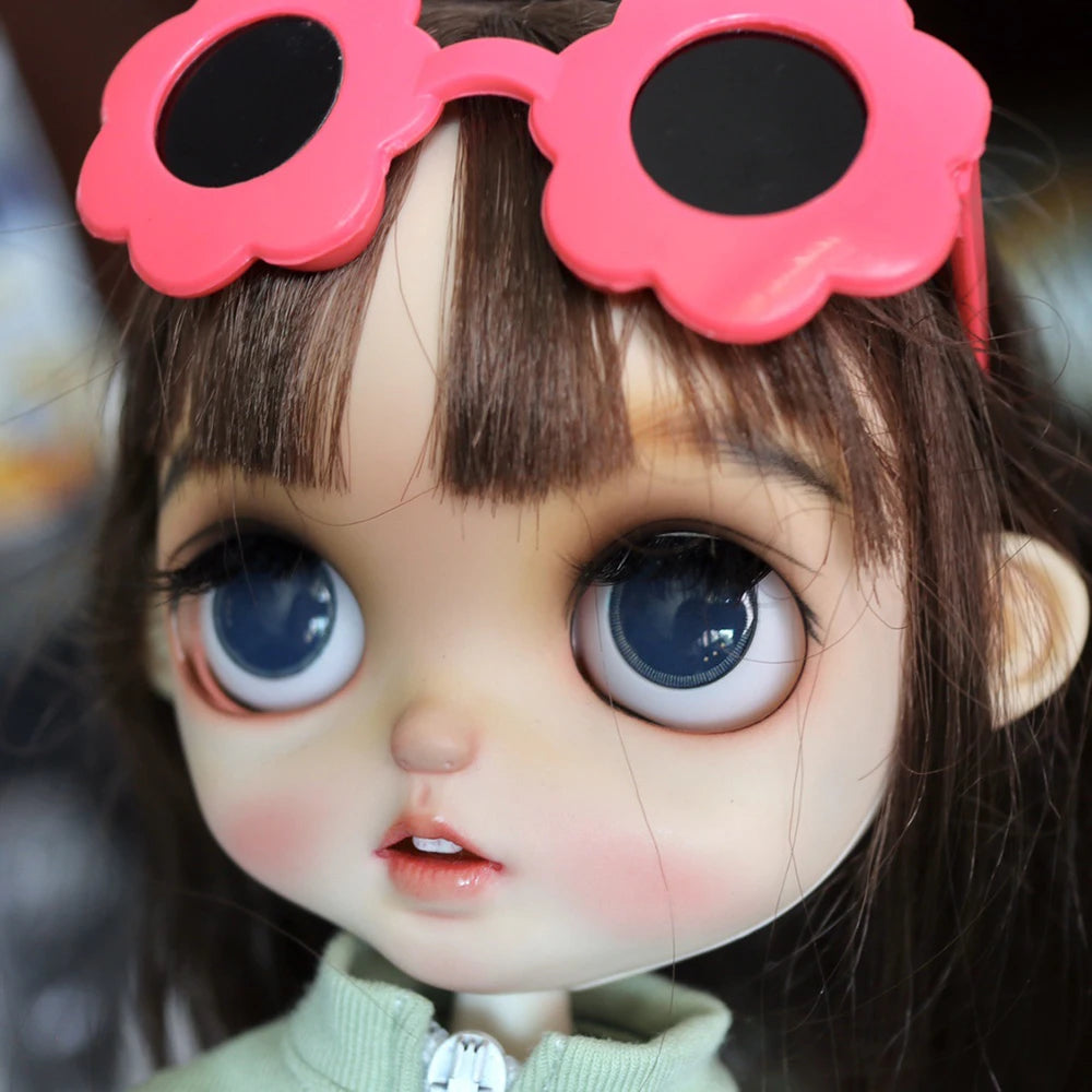 Cute Doll Glasses 18inches Reborn 1/6 Blyth Doll Fashion Flowers Crown Heart Shape Sunglasses DIY Accessories