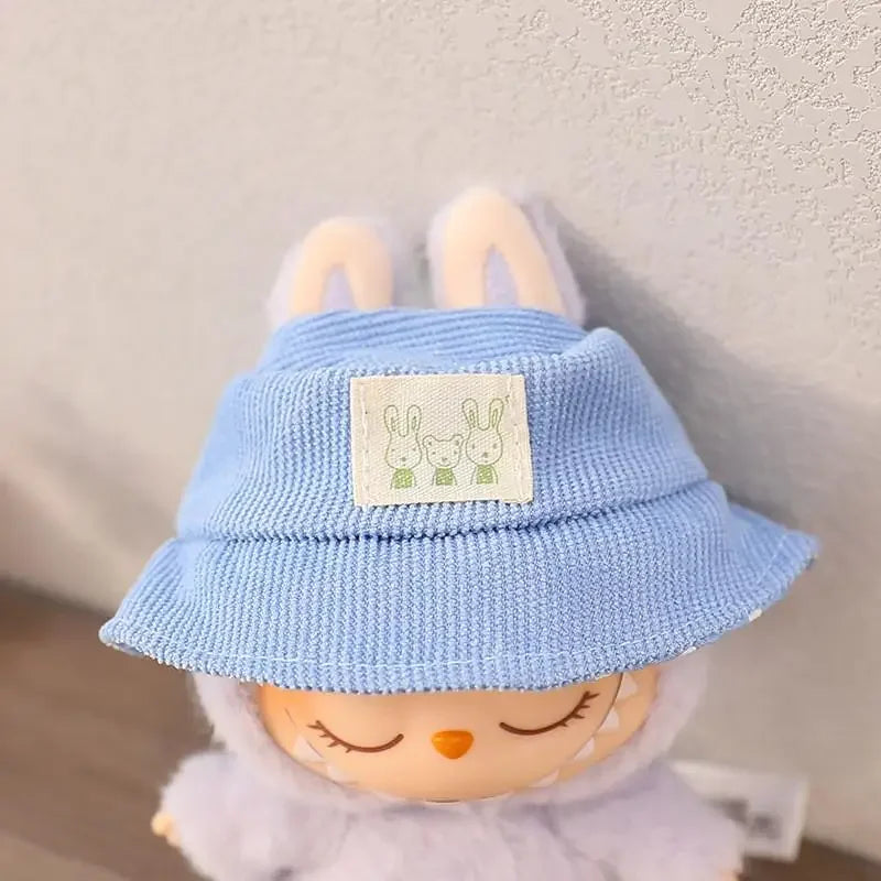 For 17cm LABUBU hat sit party macaron outfit doll bucket Hat Cute Doll Accessories Kids Girls Toys