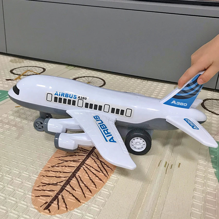 Children's favorite white airplane toy kit, large inertia airplane model, self-assembled, children's Christmas gift