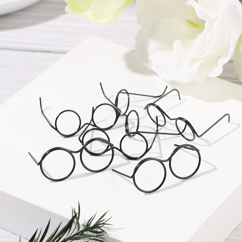 5PCS Round Glasses Frame Dolls Cute Retro Alloy Mini Black Lensless Eyewear Fashion Baby Kids Toys Doll Dressing Accessories