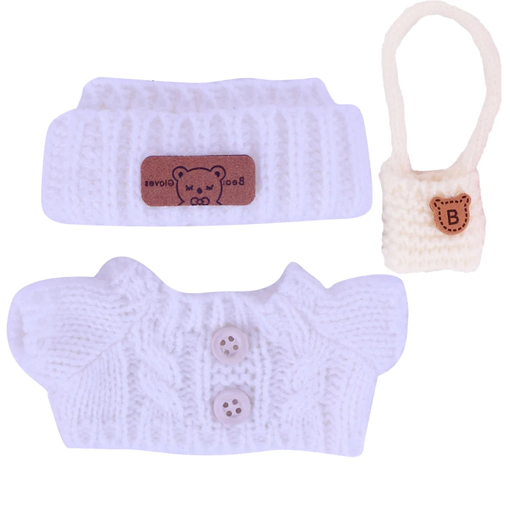 Doll Sweater+Woolen Hat For labubu 17cm Plush Doll Clothes Accessories Girl‘s Toys Birthday And Christmas Gift