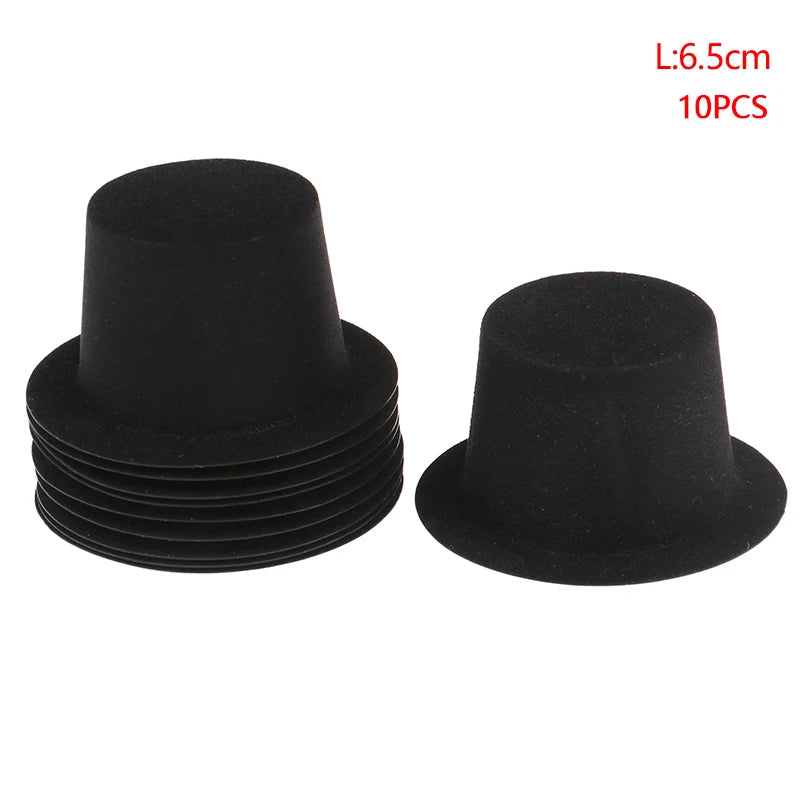 10Pc 1:12 Dollhouse Miniature Simulation Black Flocked Hat Model DIY Dolls Accessories Kids Toys