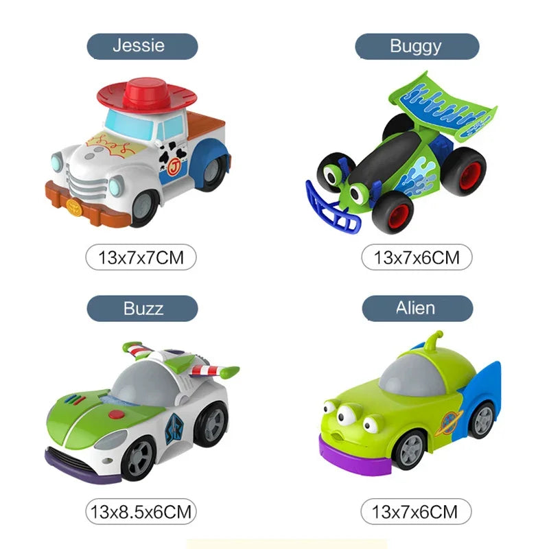 5 Styles Disney Toy Story Buzz Lightyear Woody Jessie Rex Alien Cartoon Model Inertial Pull-back Free Wheel Car Toys Kids Gift