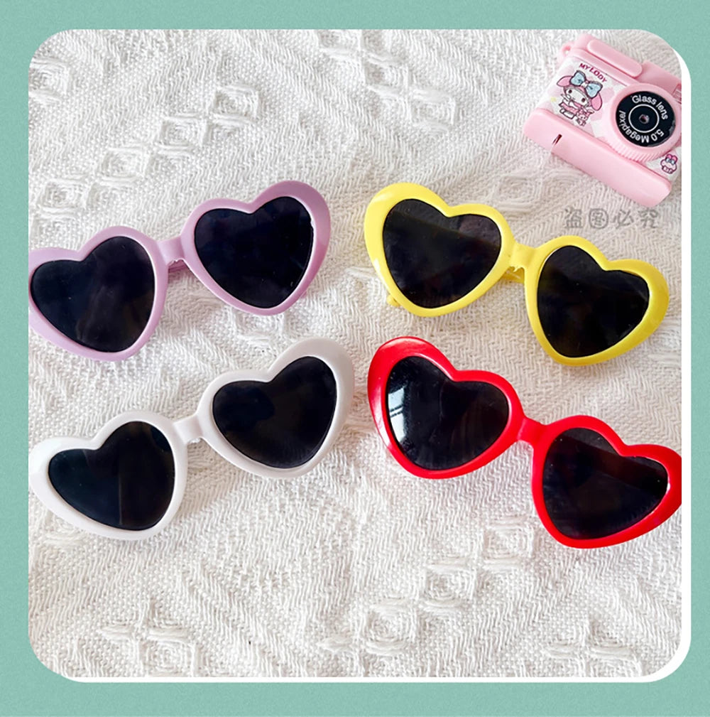 Cute Doll Glasses 18inches Reborn 1/6 Blyth Doll Fashion Flowers Crown Heart Shape Sunglasses DIY Accessories