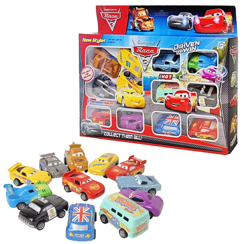 Mini 12 pcs Disney Pixar Cars 3 Piston Cup Rebound Car  Collection Lightning McQueen Jackson Storm PVC Car Model Toy for childre