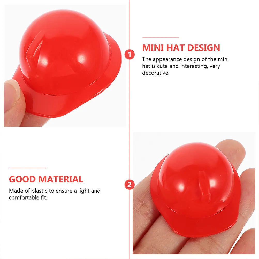 10pcs Mini Construction Hat Safety Decor Plastic Miniature Helmets Accessories Pet Toys Doll Dress Up Play Supplies