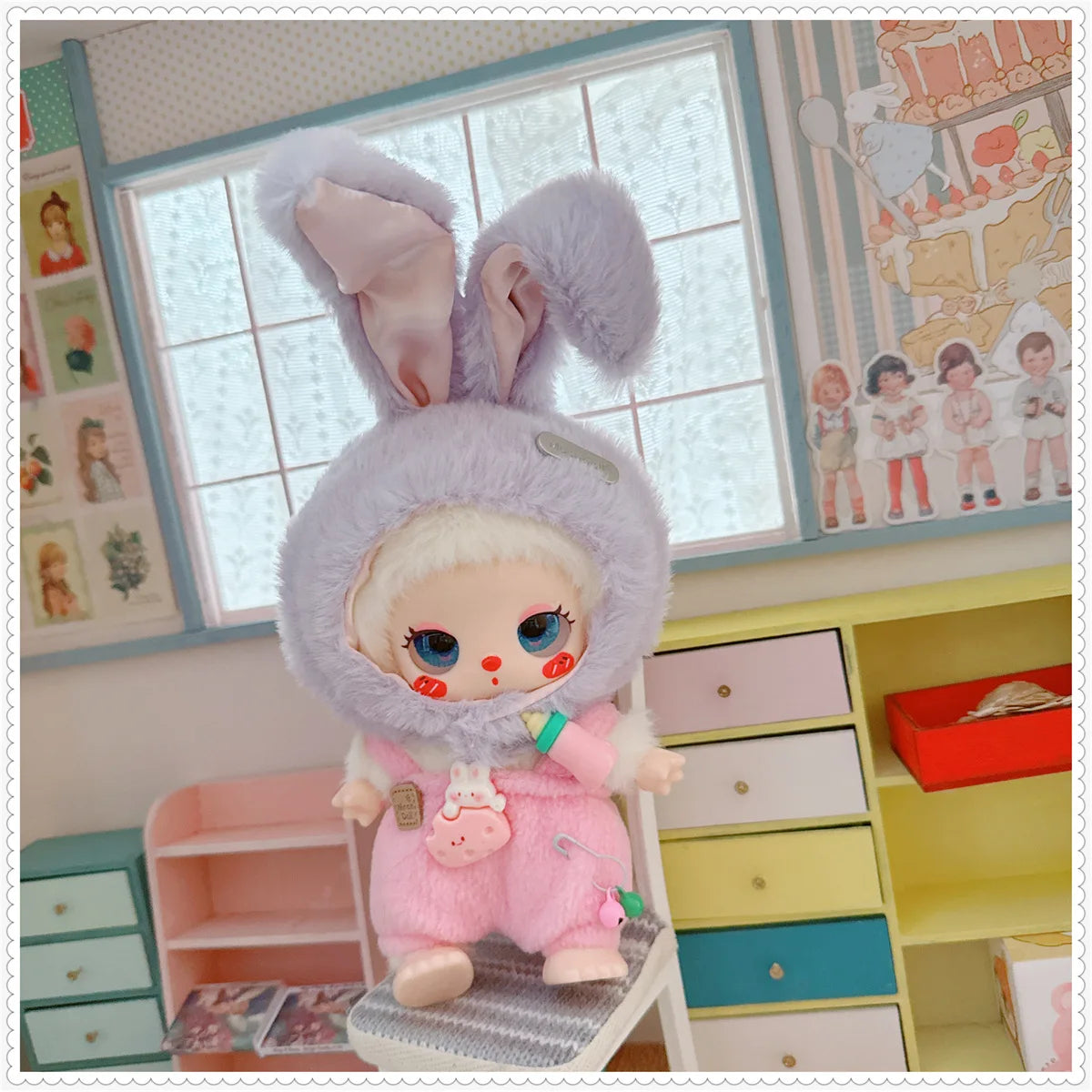 Cute Cotton Doll Rabbit Ears Hat for 10/15/17cm Star Body Doll Plush Hat Dress Up Accessories DIY Toy