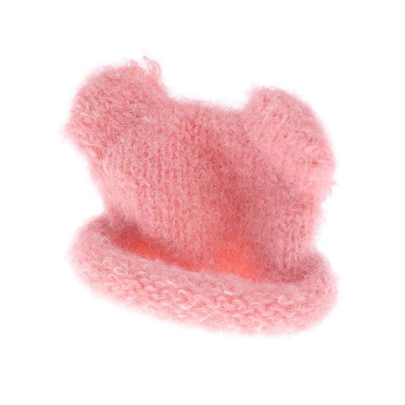 1/12 Doll Mini Colorful Knitted Hat Simulation Handmade Hats Toys Doll Dress Up Accessories For Kids Pretend Play Toy