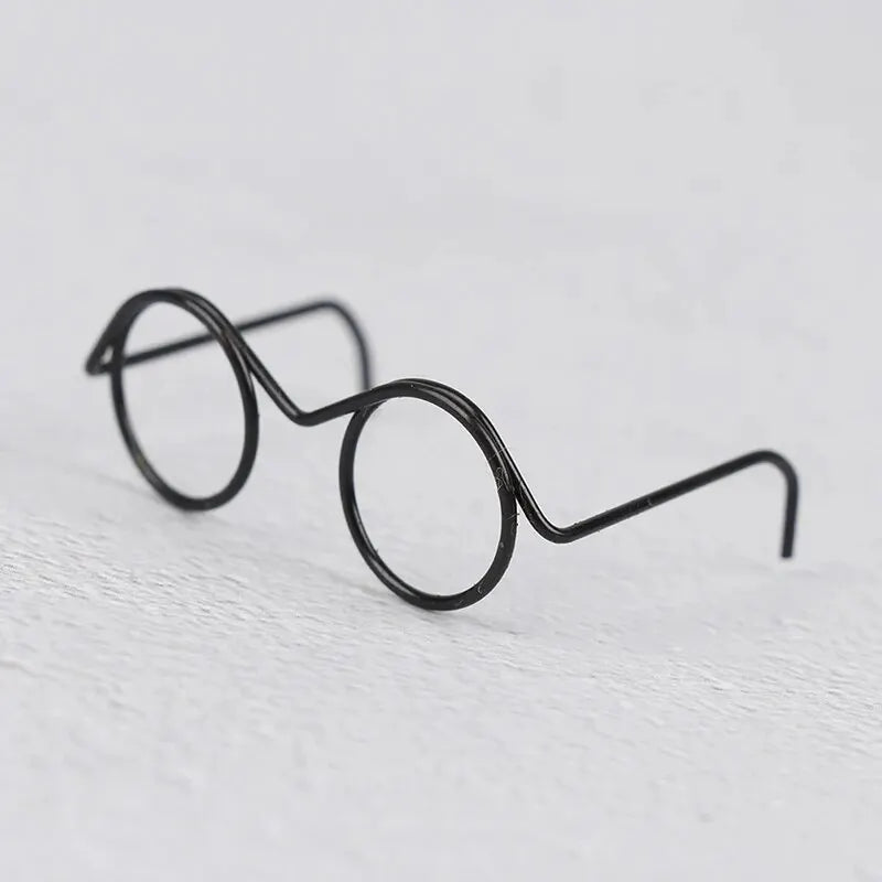 10Pcs Fashion Round Frame Lensless Retro Cool Doll Glasses For 30cm No Lens Black