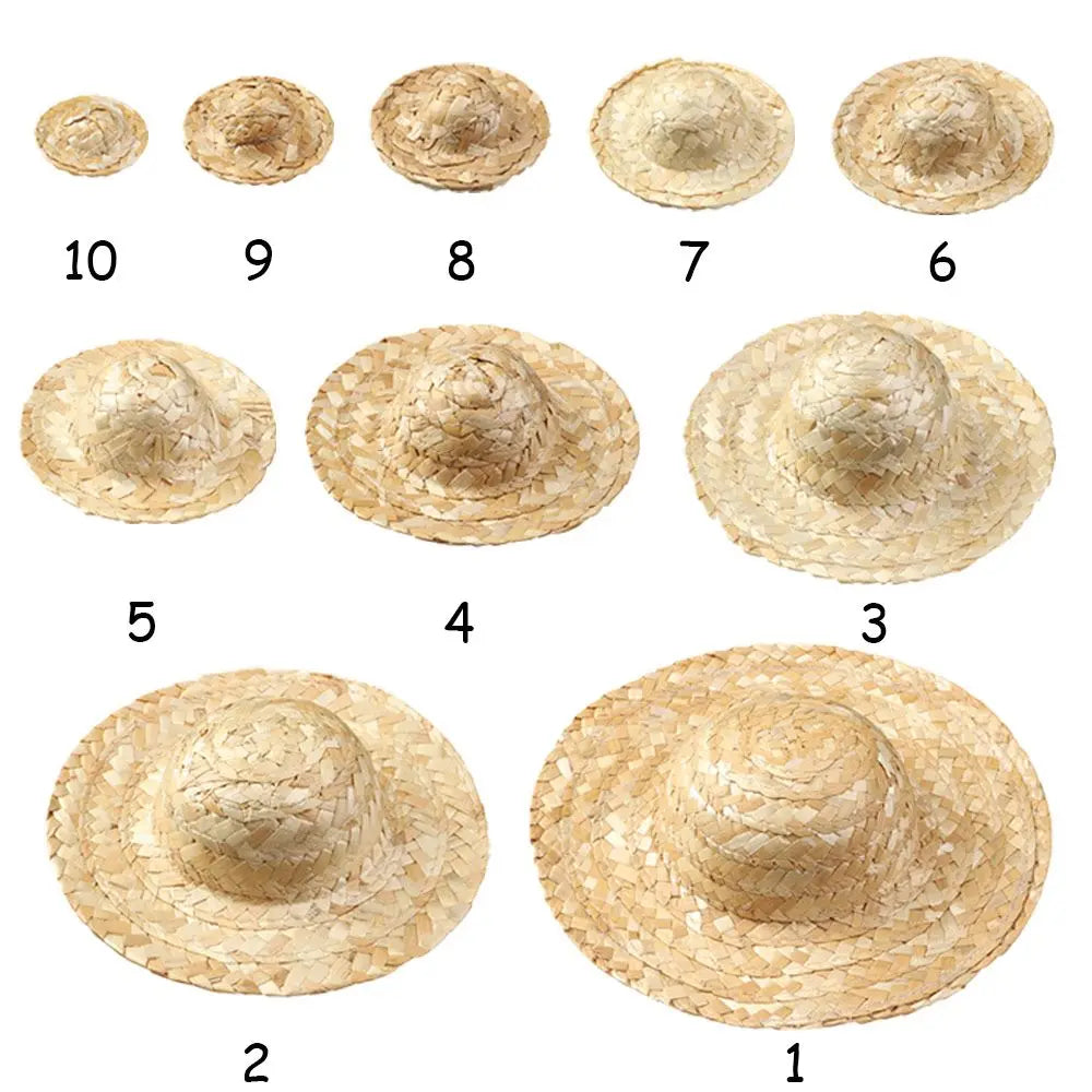 Mini Woven Straw Hat Multiple Sizes Crafts Cute Toys Doll Accessories Woven Straw Hat DIY Decoration Doll Caps