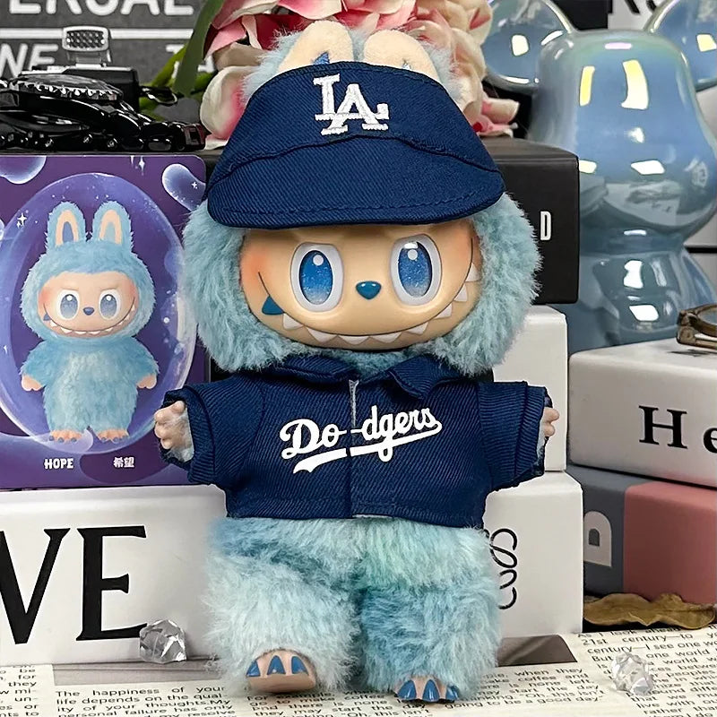 For 17cm Labubu Clothing Set Baseball jersey Catcher gloves Baseball bat Hat V1 V2 V3 Labubu Clothes Doll Accessories Toys