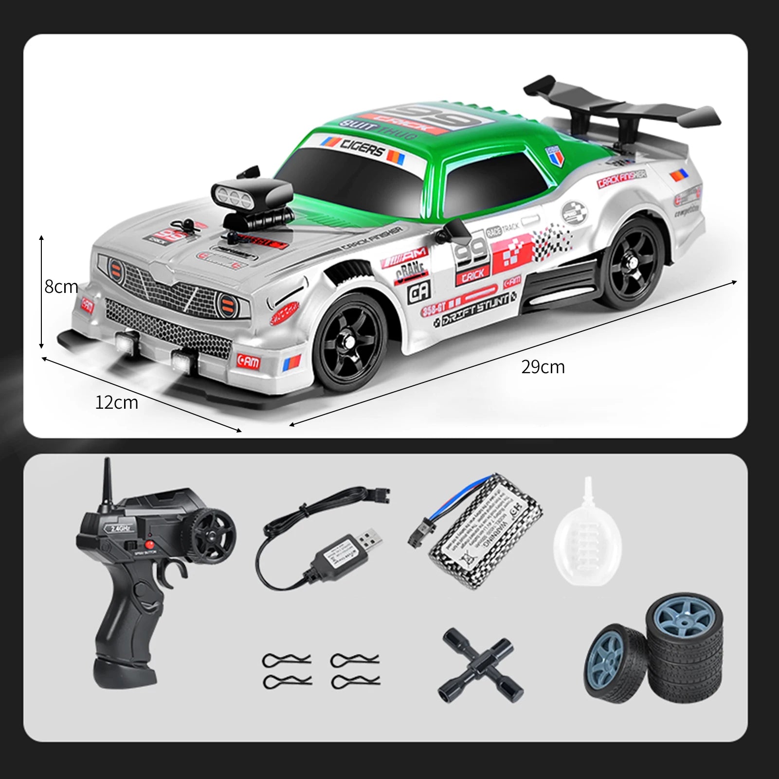 Remote Control Drift Car 1/16 Remote Control Spray Car 2.4GHz 4WD Remote Control Race Car for Kids Boys Girls with LED Lights