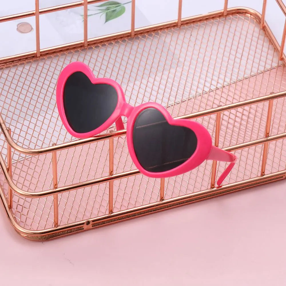 Heart Miniature Sunglasses Candy Color Frame Doll Glasses Toys Eyewear Doll Eyes Clothes Accessories For 60CM Dolls Dress Up
