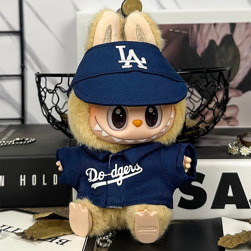 For 17cm Labubu Clothing Set Baseball jersey Catcher gloves Baseball bat Hat V1 V2 V3 Labubu Clothes Doll Accessories Toys