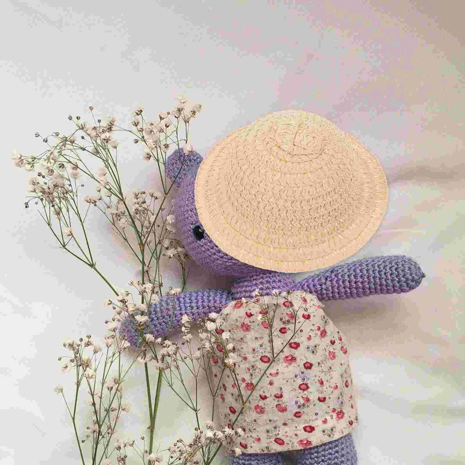 Miniature Straw Decorative Accessory Woven Craft Hat for Dolls Yellow Mini Woven Hat Photo Prop Craft Toy Kids Gift