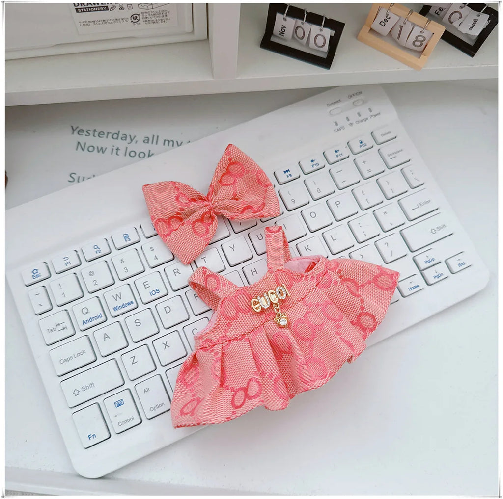 For 17cm Labubu Doll Clothes V1 V2 Doll Clothing Accessories Hat Overall Dress Shoes Bag Doll Accessories Sitting Party Game Toy