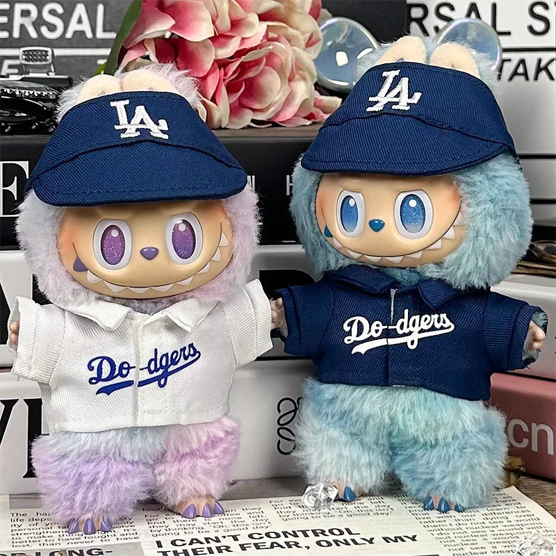 For 17cm Labubu Clothing Set Baseball jersey Catcher gloves Baseball bat Hat V1 V2 V3 Labubu Clothes Doll Accessories Toys